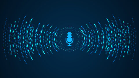 Microphone with voice recording wave.